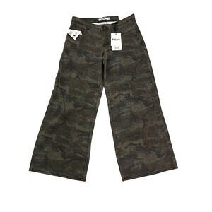 Refrain Los Angeles Camo Printed Wide Leg Jeans Womens 9/29 Camouflage Green NWT